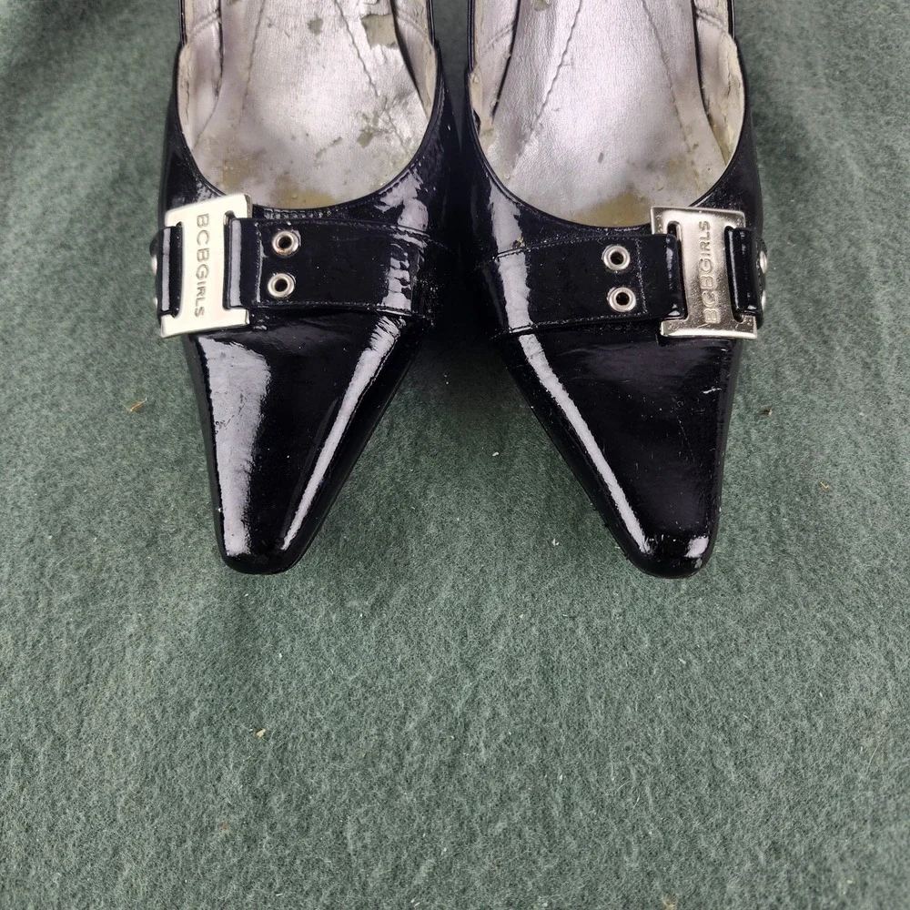 Vintage Y2K NEW BCBGirls Karola Black Patent Leather Point Toe Pumps Heels Sz 6B